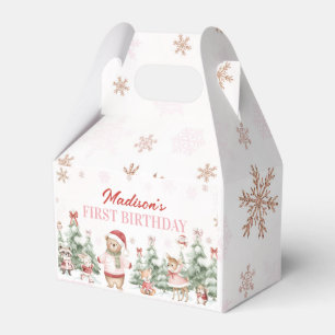 Girl Winter Onederland Woodland Animals Birthday Favour Box