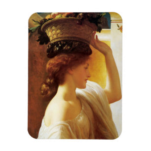 Girl With a Basket of Fruit (by Frederic Leighton) Magnet