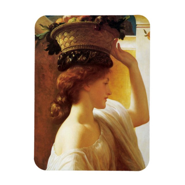 Girl With a Basket of Fruit (by Frederic Leighton) Magnet (Vertical)