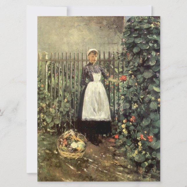 Girl With a Basket of Vegetables in a Garden Card (Front)