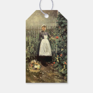 Girl With a Basket of Vegetables in a Garden Gift Tags