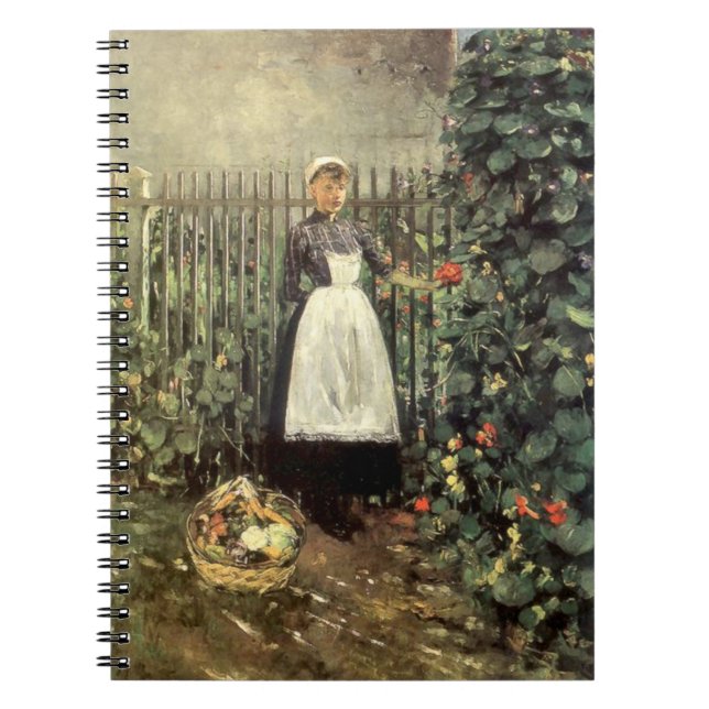 Girl With a Basket of Vegetables in a Garden Notebook (Front)