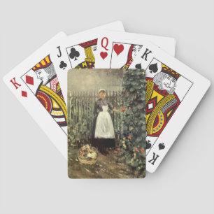 Girl With a Basket of Vegetables in a Garden Playing Cards