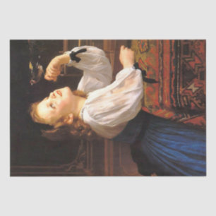 Girl with a Bird (by William-Adolphe Bouguereau) Tissue Paper