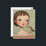 Girl With a Bird on Her Shoulder Postcard<br><div class="desc">A beautiful girl with a bird on her shoulder fantasy AI generated art</div>