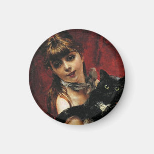 Girl With a Black Cat in Her Arms Magnet