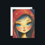 Girl With a Blue Eyes and Hair Wearing Red Postcard<br><div class="desc">A beautiful woman with a blue eyes and hair dressed in red and gold fantasy AI generated art</div>