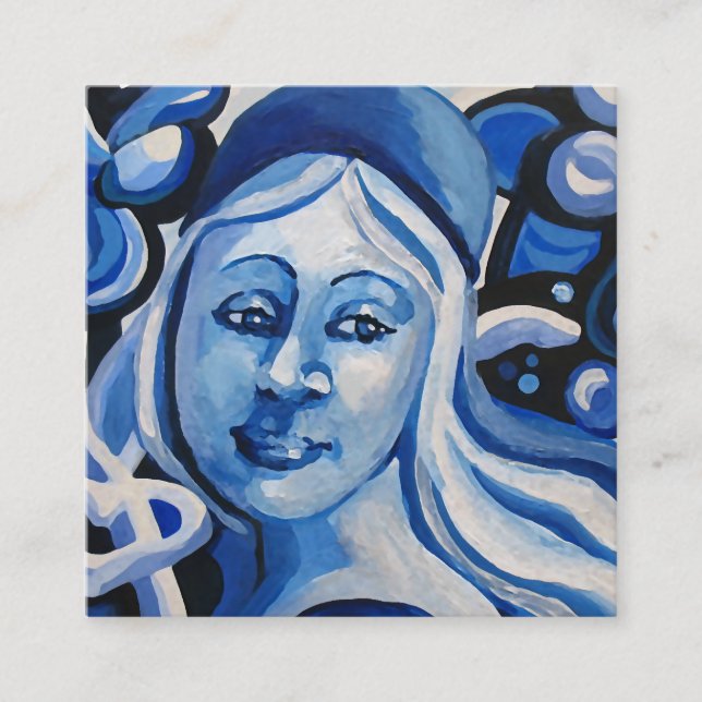 Girl with a blue hat calling card (Front)