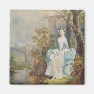 Girl with a Book Seated in a Park, c.1750 (oil on Magnet