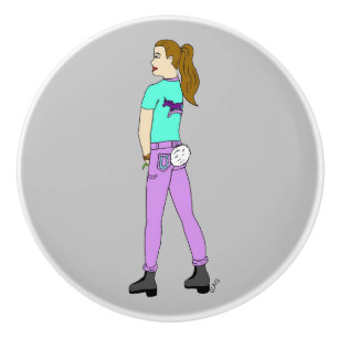 girl with a bunny tail ceramic knob