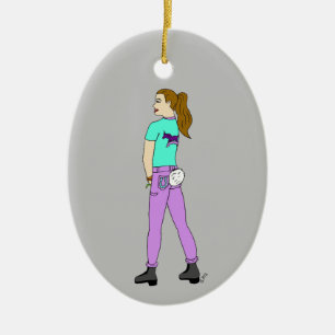 girl with a bunny tail   ceramic tree decoration