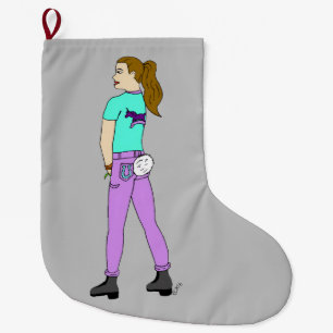 girl with a bunny tail large christmas stocking
