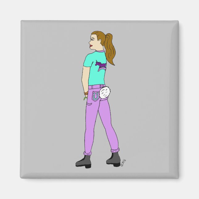 girl with a bunny tail   magnet (Front)