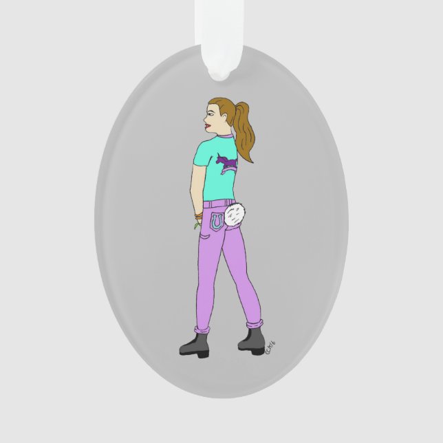 girl with a bunny tail   ornament (Front)