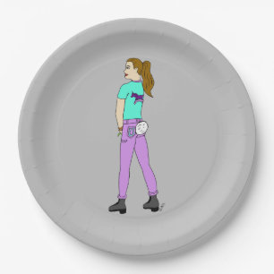girl with a bunny tail   paper plate
