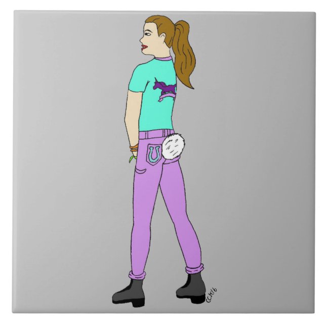 girl with a bunny tail   tile (Front)