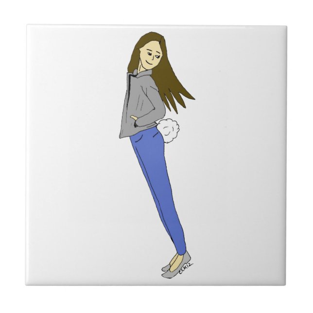 girl with a bunny tail  tile (Front)
