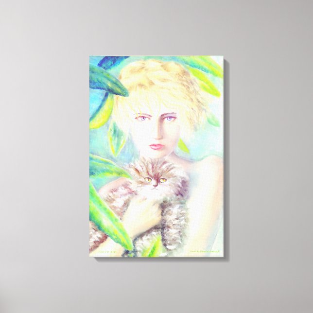 Girl with a cat canvas print (Front)