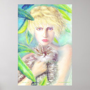 Girl with a cat poster