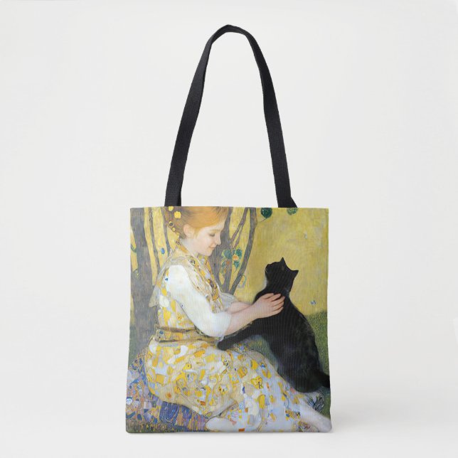 Girl with a Cat Tote Bag (Front)