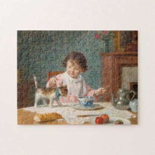 Girl with a Cat Victor Gabriel Gilbert Jigsaw Puzzle