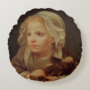Girl with a Doll Round Cushion