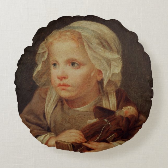 Girl with a Doll Round Cushion (Front)