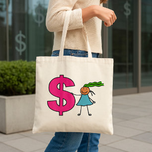 Girl With A Dollar Sign Tote Bag