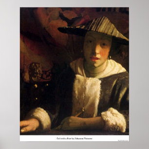 Girl with a flute by Johannes Vermeer Poster