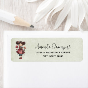 Girl with A Frog Doll Cute Whimsical Address