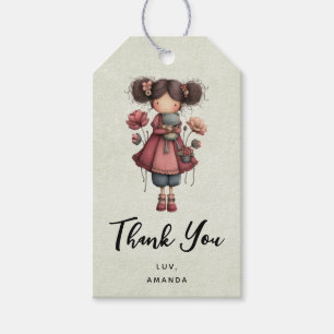 Girl with A Frog Doll Cute Whimsical - Party Gift Tags