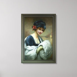 Girl With A Fur Muff by Francois Martin-Kavel Canvas Print