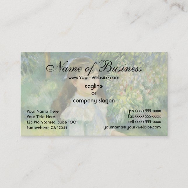 Girl with a Hoop by Pierre Auguste Renoir Business Card (Front)