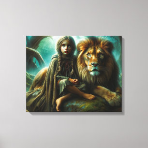 Girl with a Lion Canvas Print