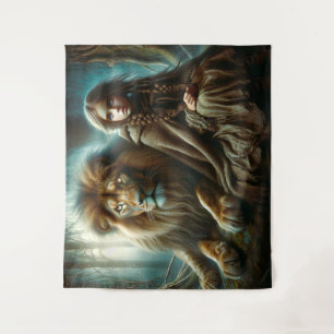 Girl with a Lion Tapestry