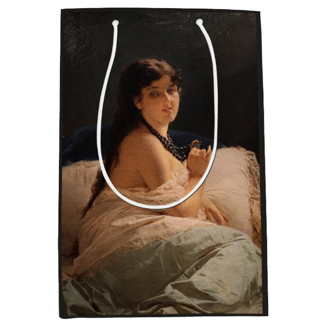 Girl with a Medallion (by Gerolamo Induno) Medium Gift Bag (Front)
