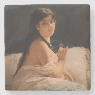 Girl with a Medallion (by Gerolamo Induno) Stone Coaster