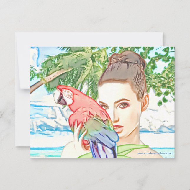 Girl with a parrot  card (Front)