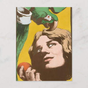 Girl with a Parrot Postcard