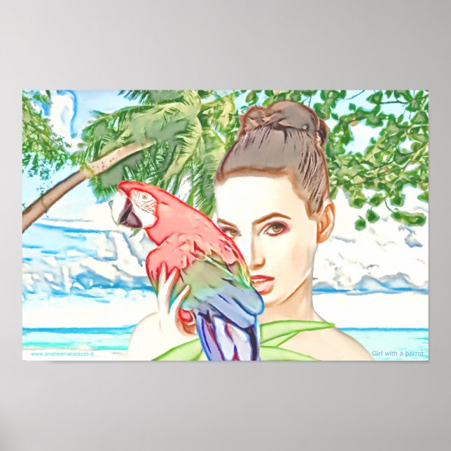 Girl with a parrot poster (Front)
