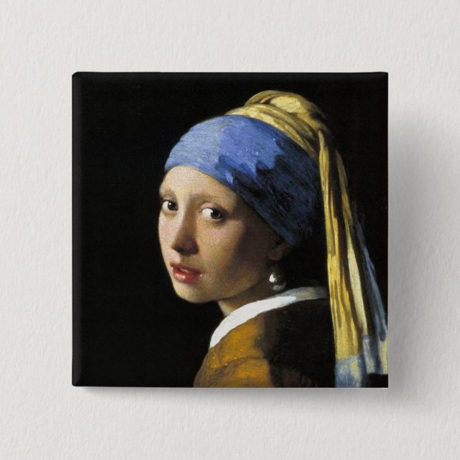 Girl With a Pearl Earring 15 Cm Square Badge (Front)