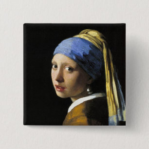 Girl With a Pearl Earring 15 Cm Square Badge