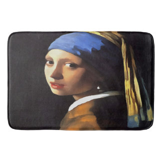 Girl with a Pearl Earring After Johannes Vermeer Bath Mat