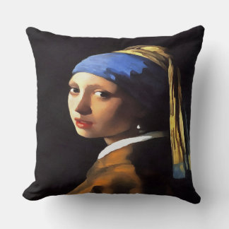 Girl with a Pearl Earring After Johannes Vermeer Cushion