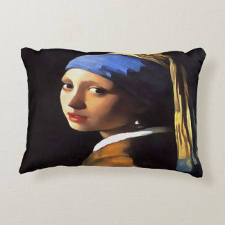 Girl with a Pearl Earring After Johannes Vermeer Decorative Cushion