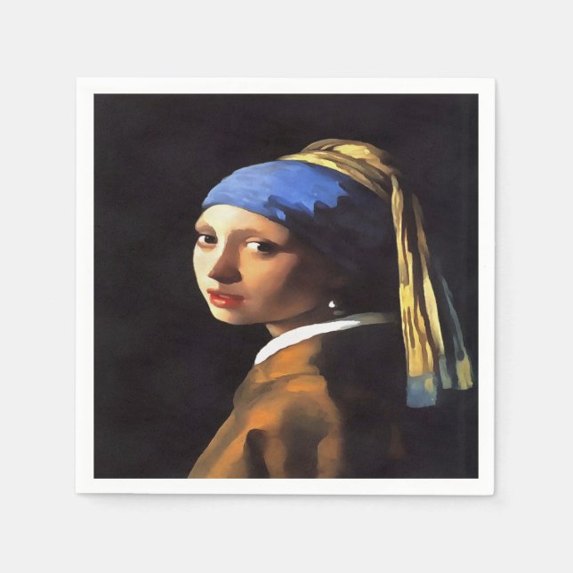 Girl with a Pearl Earring After Johannes Vermeer Napkin (Front)