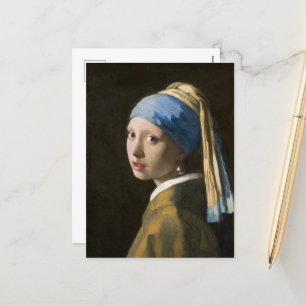 Girl with a Pearl Earring by Johannes Vermeer Holiday Postcard