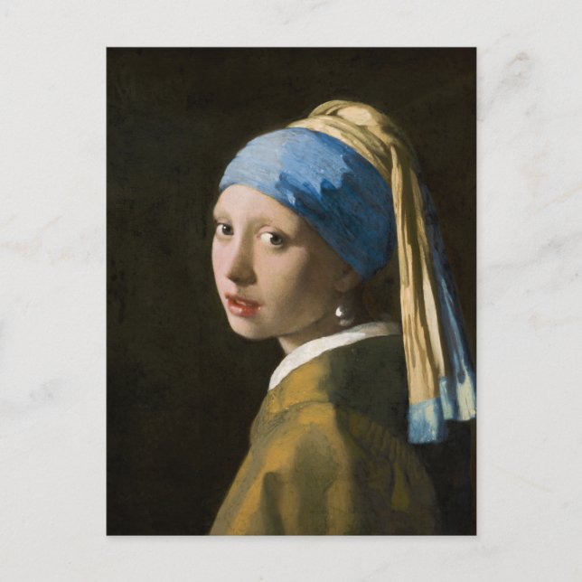 Girl with a Pearl Earring by Johannes Vermeer Holiday Postcard (Front)