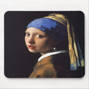 Girl with a pearl earring. By Johannes Vermeer Mouse Pad