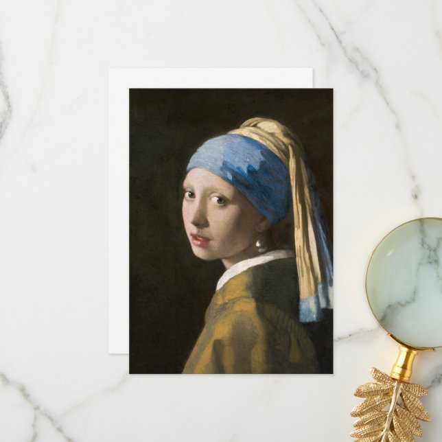 Girl with a Pearl Earring by Johannes Vermeer Thank You Card (Front/Back In Situ)